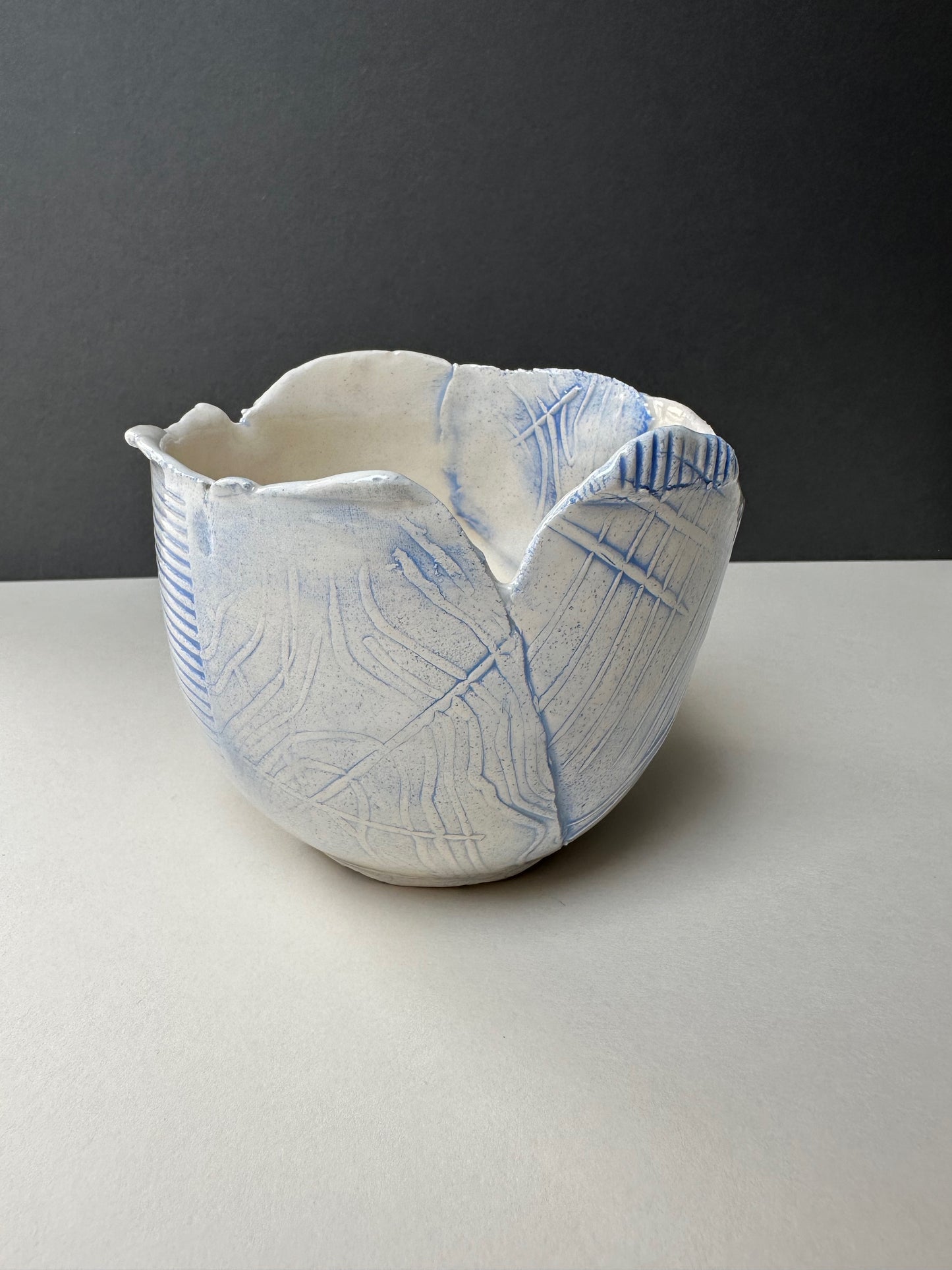 Medium blue textured bowl