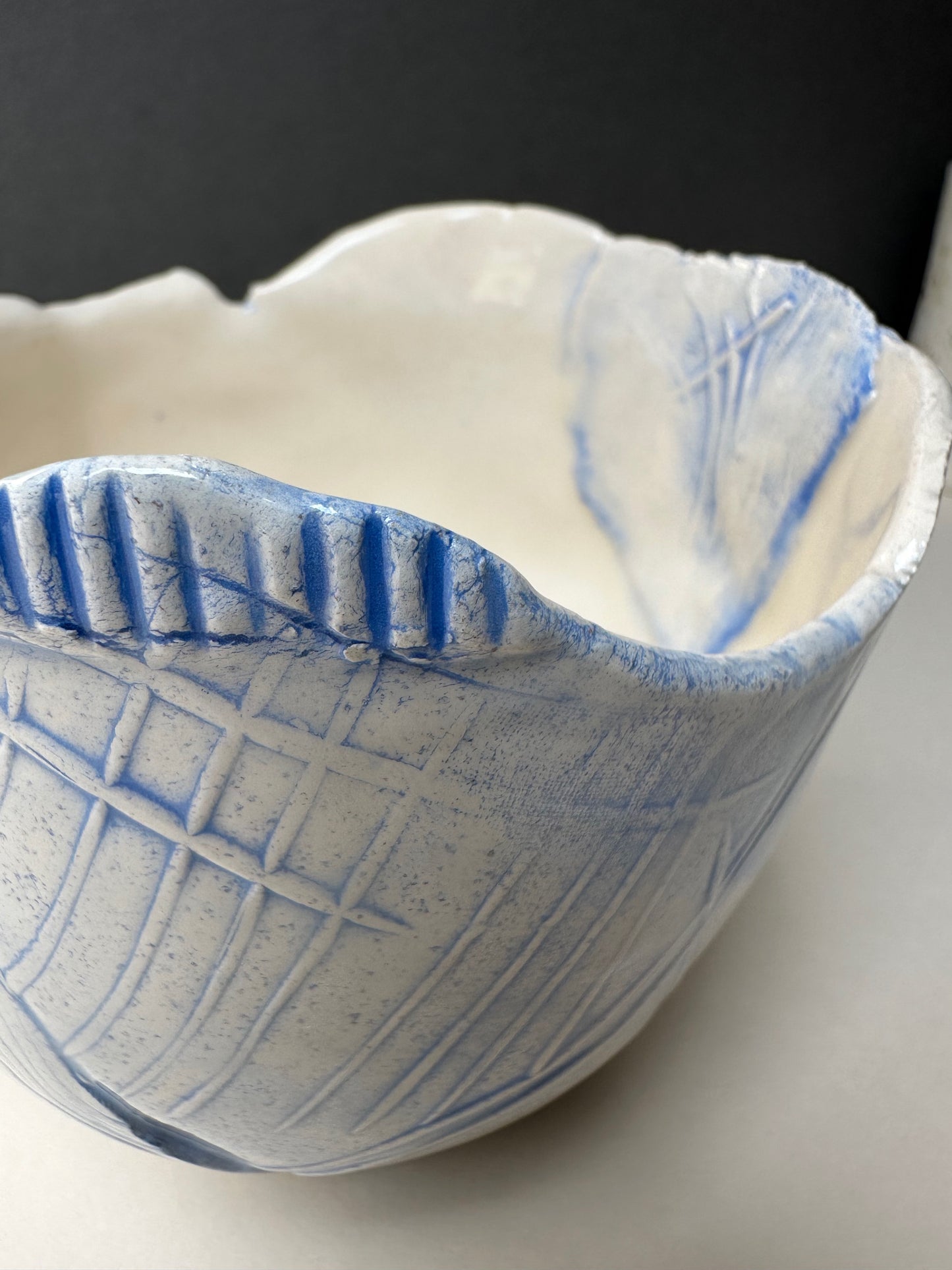 Medium blue textured bowl
