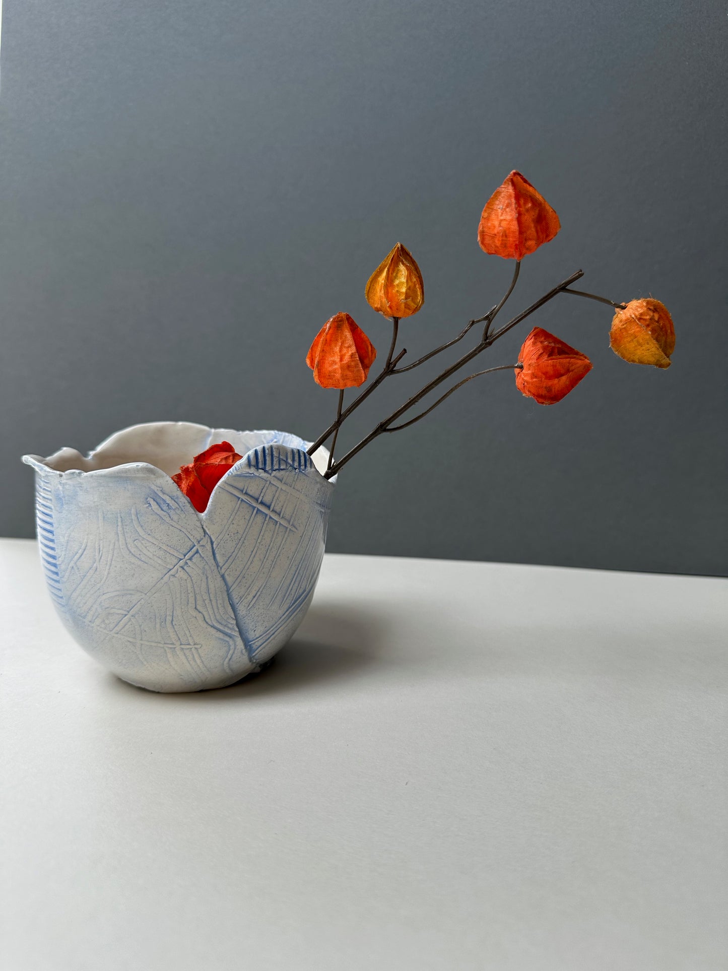 Medium blue textured bowl