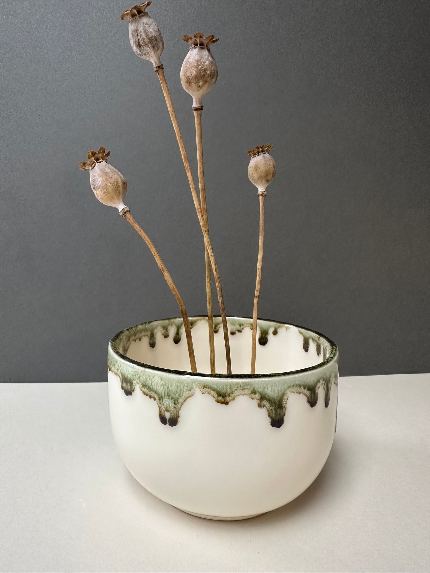 Medium earthenware bowl, white with lustre