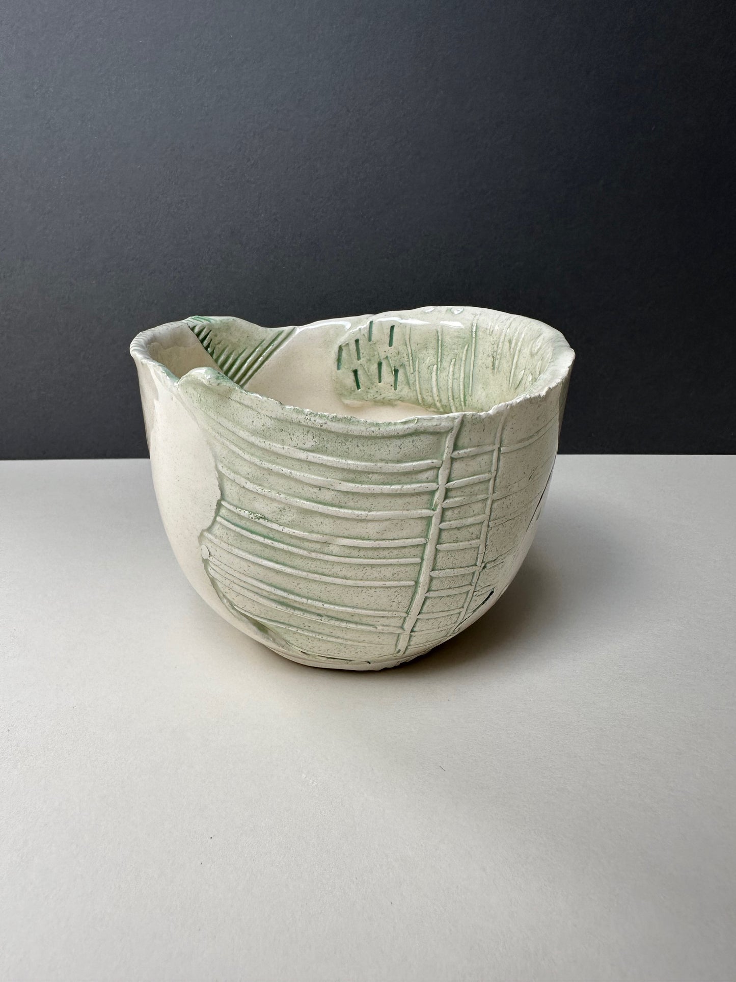Medium green textured bowl