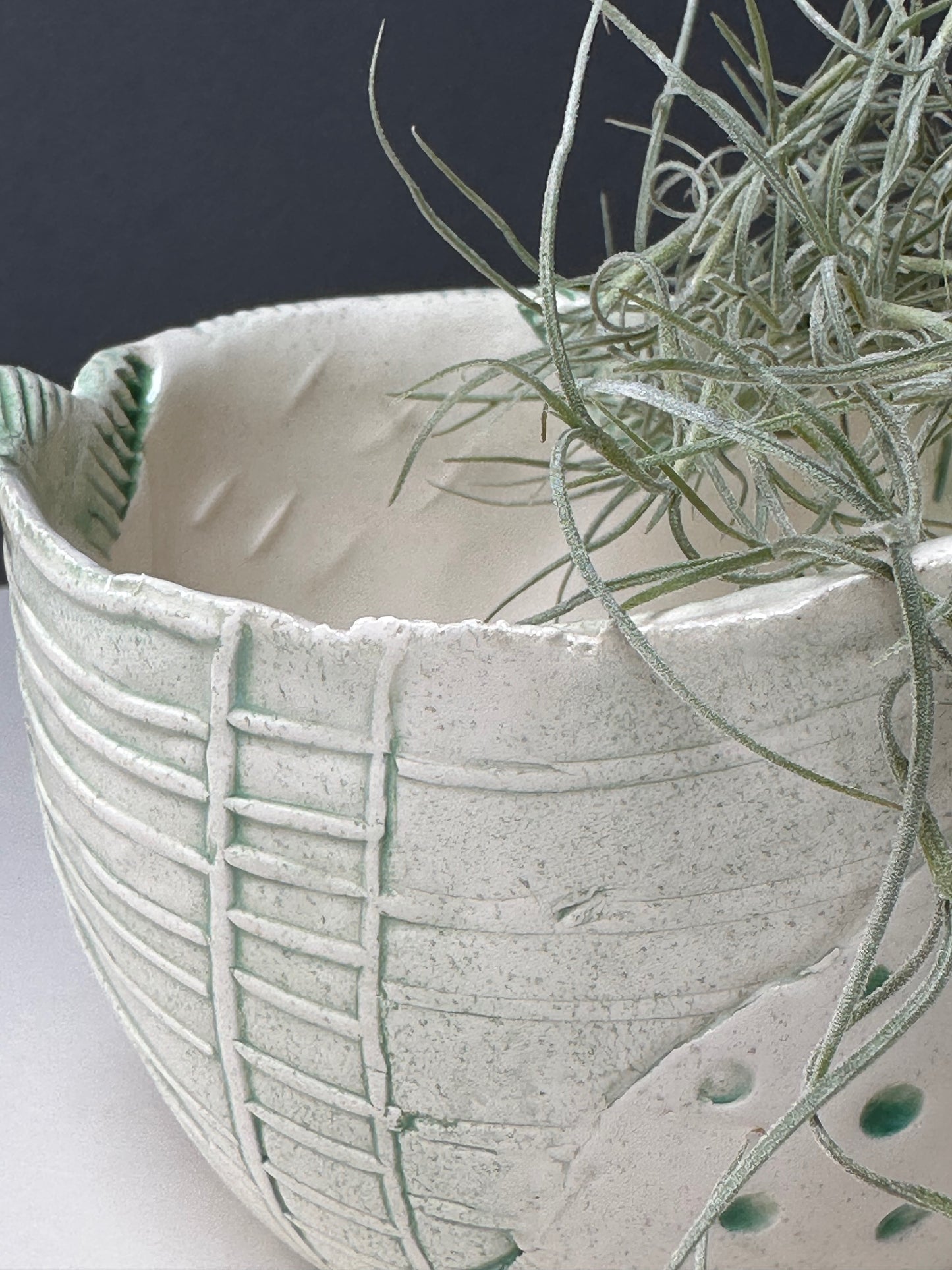 Medium green textured bowl
