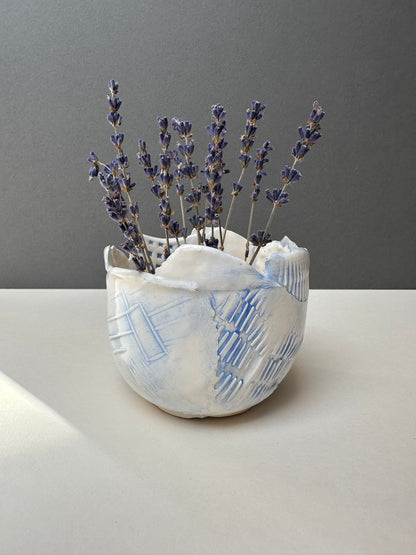 Blue Textured Bowl