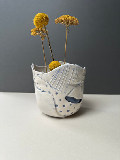 Medium Blue Earthenware Bowl